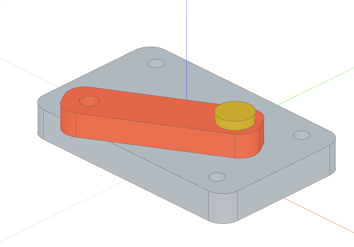 Lever hinged on the base plate at 30°, held by its pin