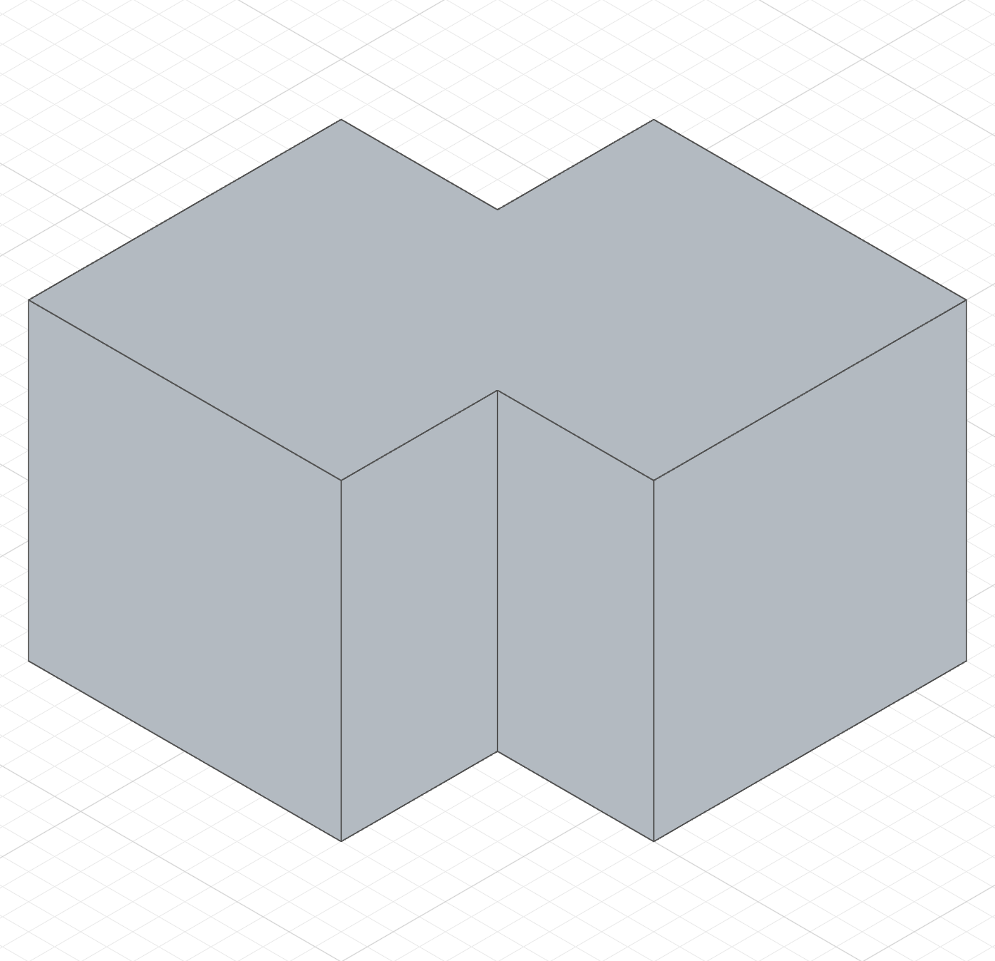Two overlapping cubes extruded on the Add tab — one solid