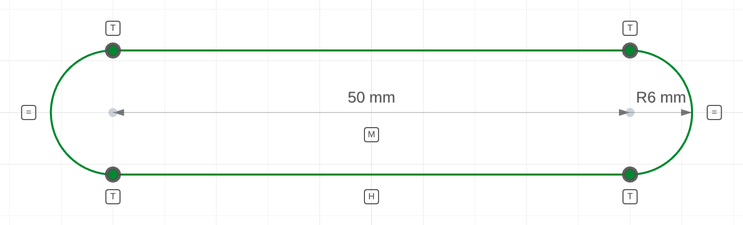 A 50 mm slot centred on the origin