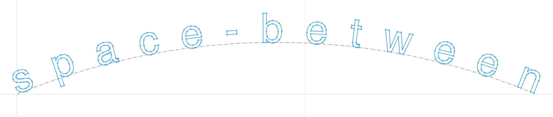 Path text justified with space-between