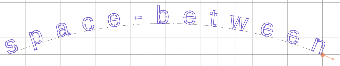 Path text justified with space-between