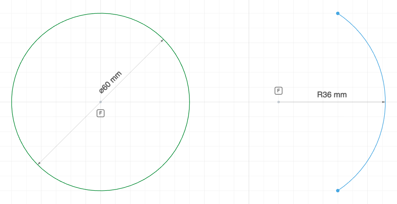 Radius and diameter dimensions