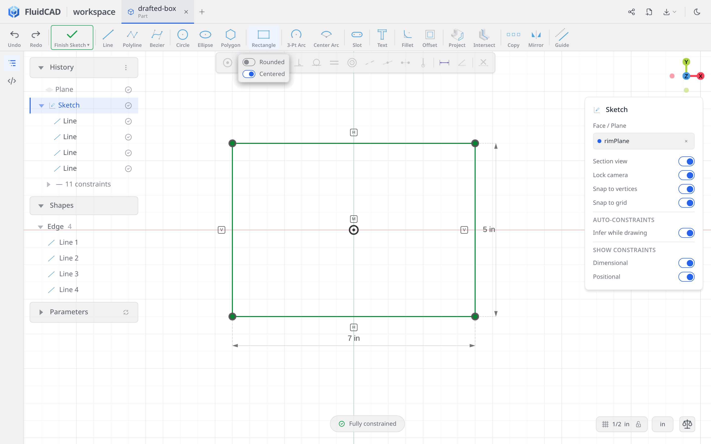 The centered Rectangle option