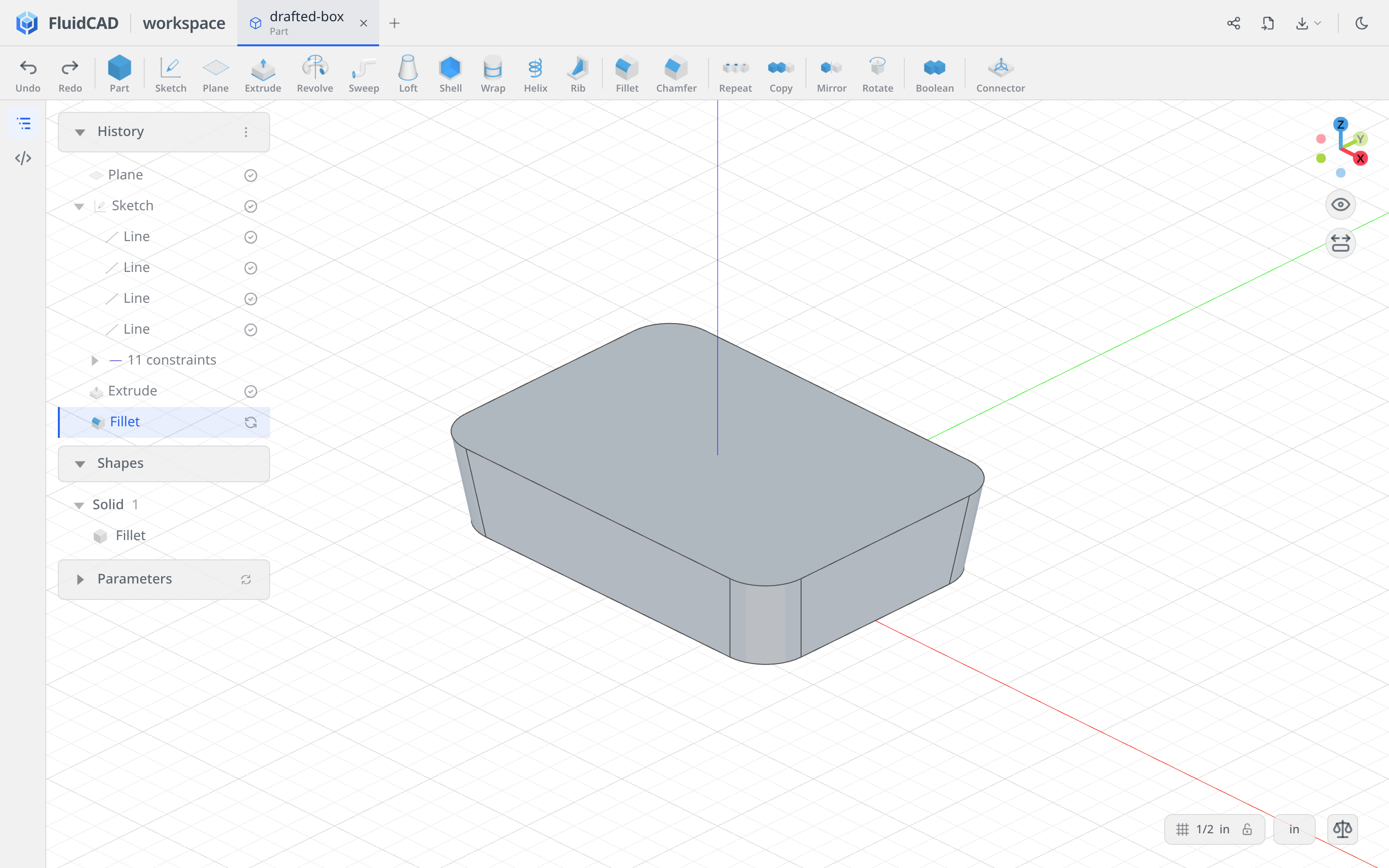 Base with rounded corners
