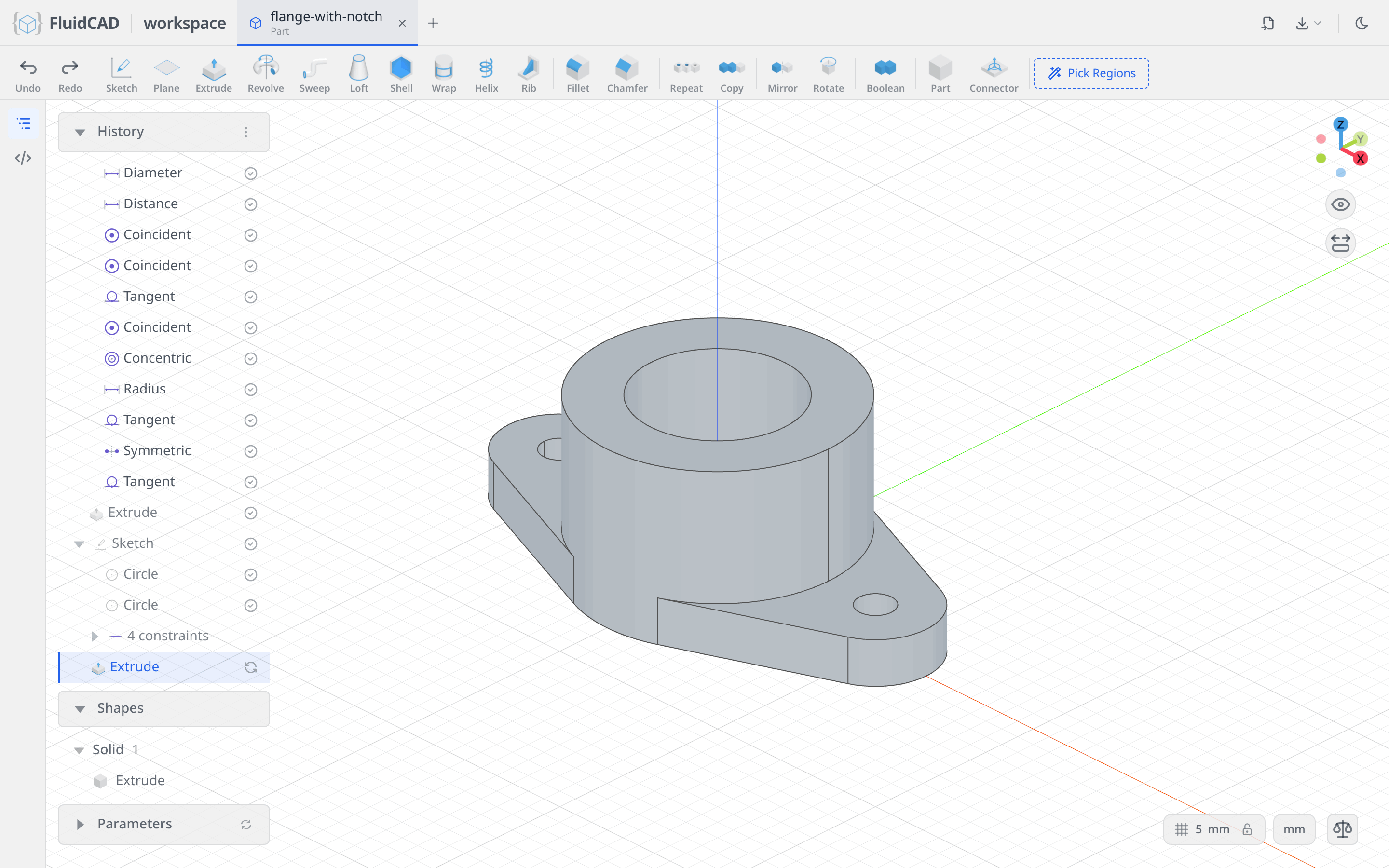 The pipe on the flange