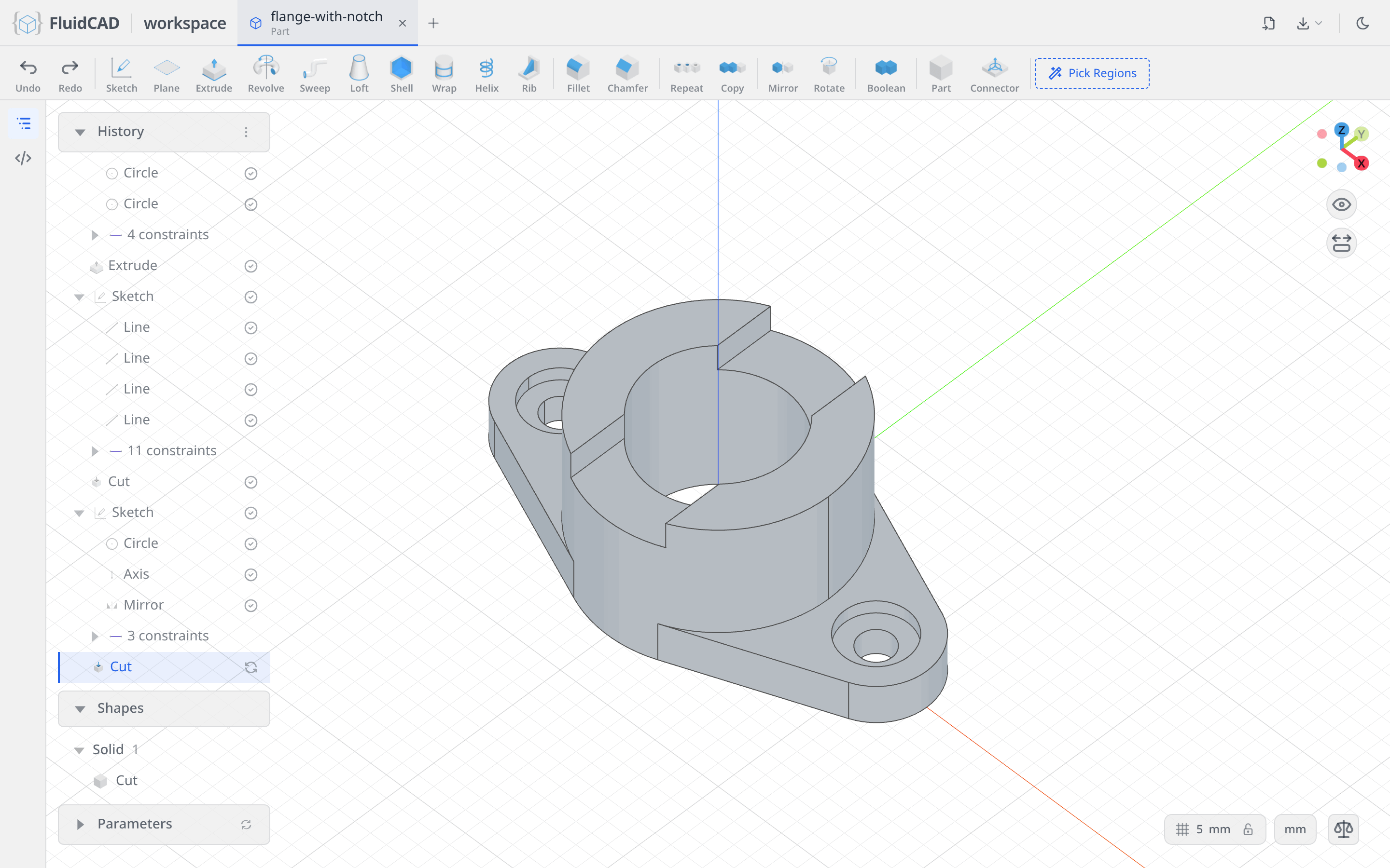 The finished flange with notch