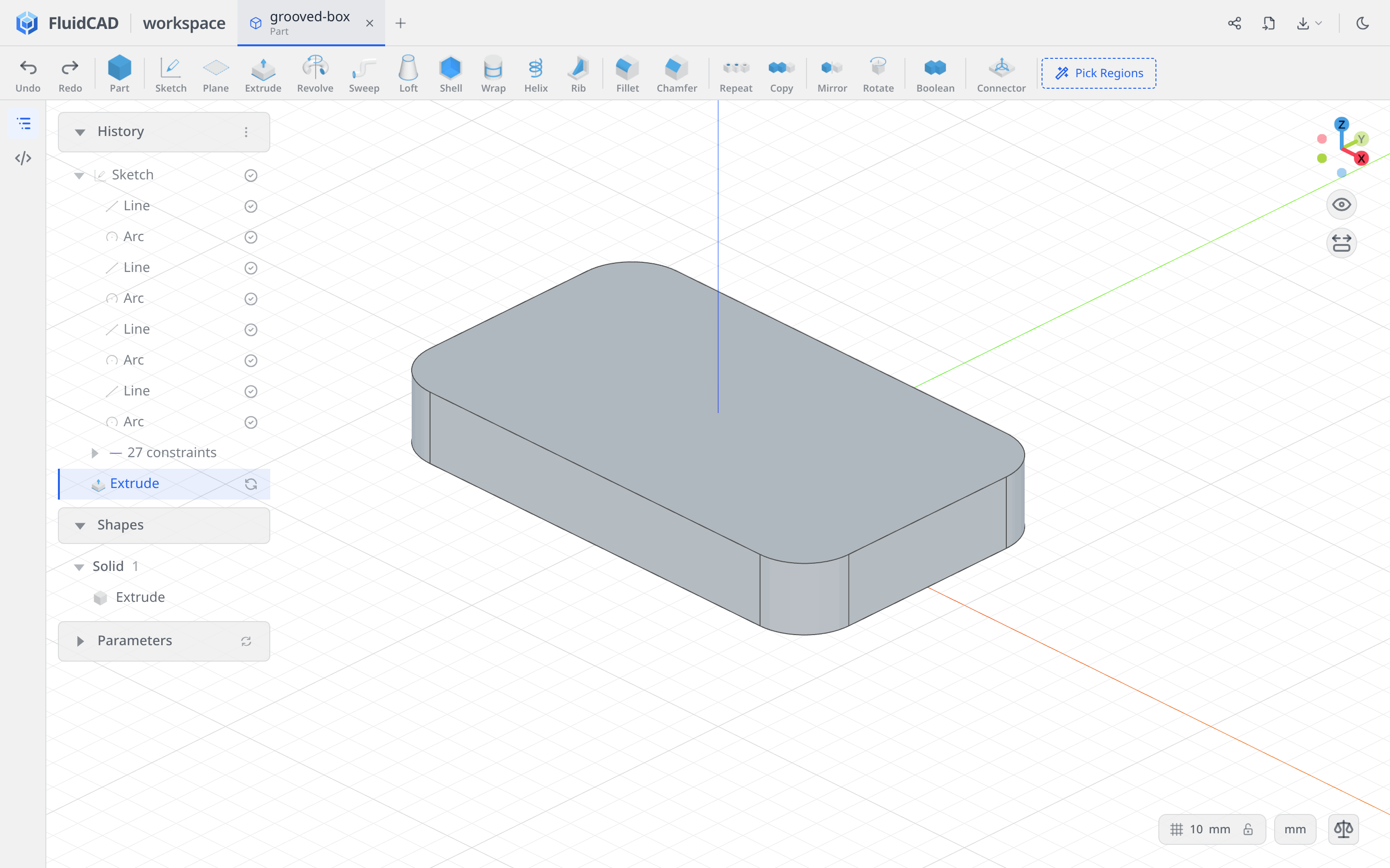 The rounded rectangular block