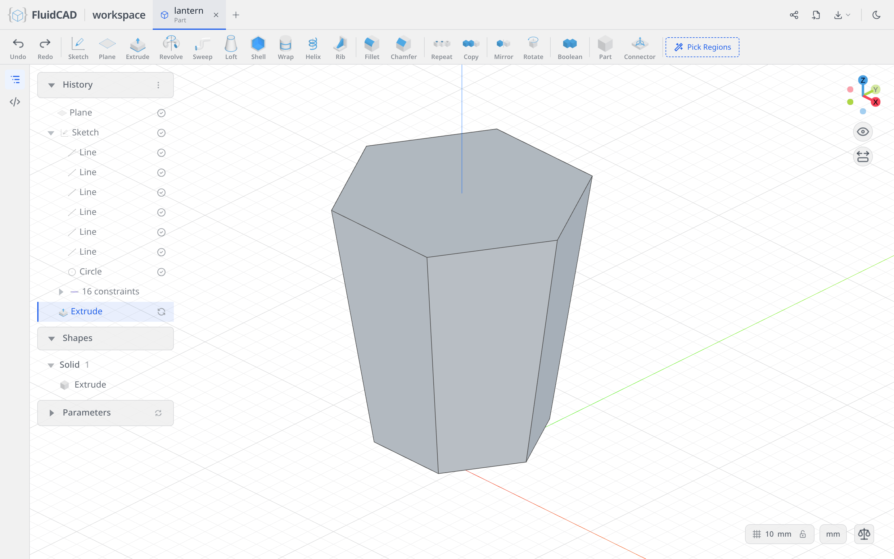 The tapered hexagonal prism