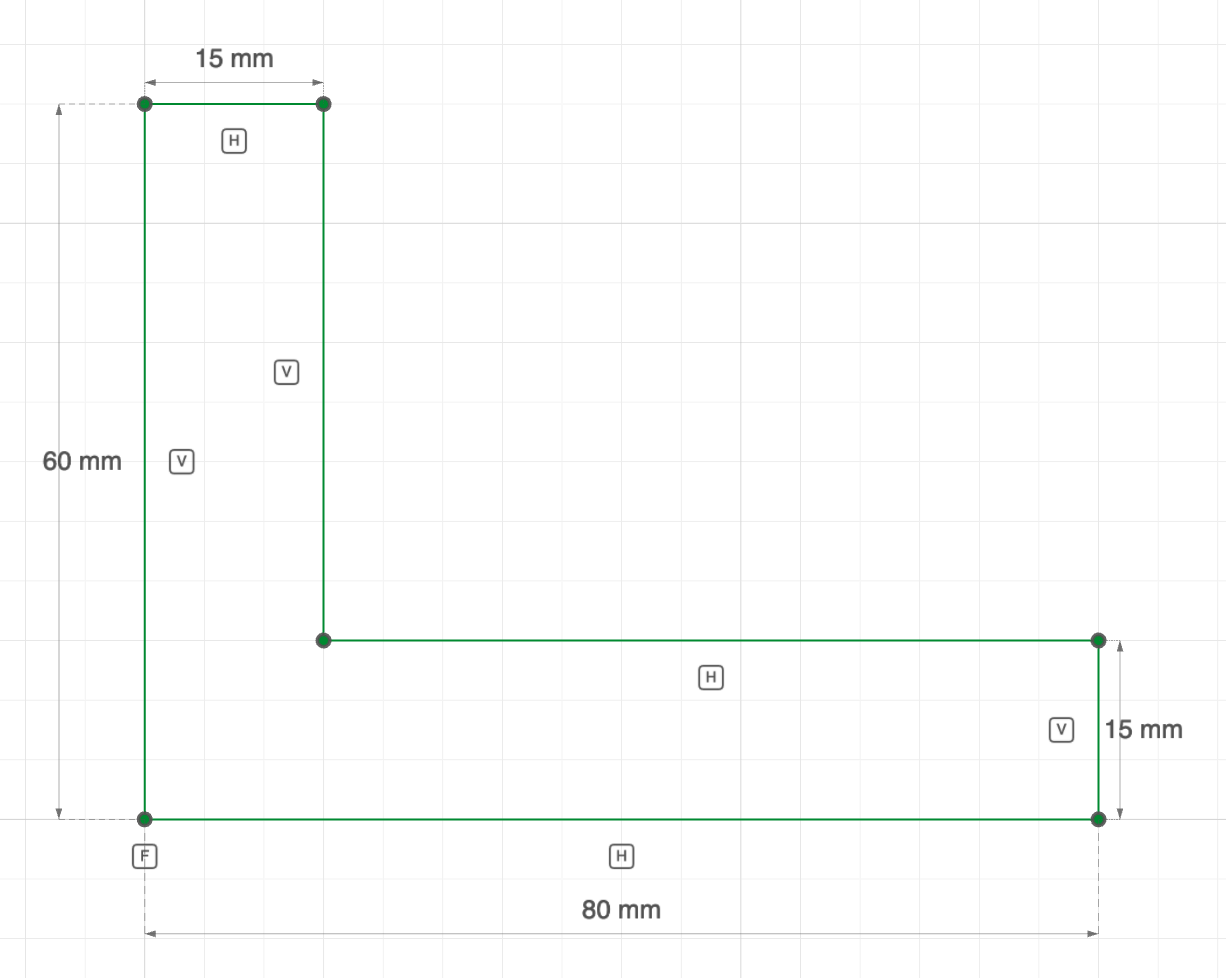 An L-bracket outline drawn on the XY plane