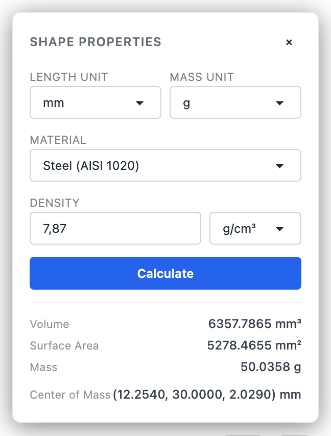 Shape properties