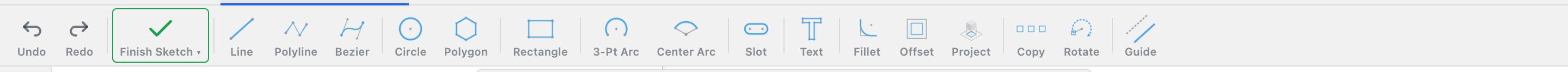 The sketch toolbar