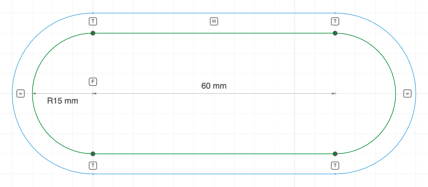 A pocket outline offset outward into a wall