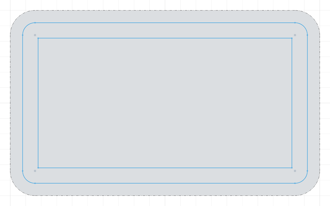 A gasket drawn from the projected lid outline