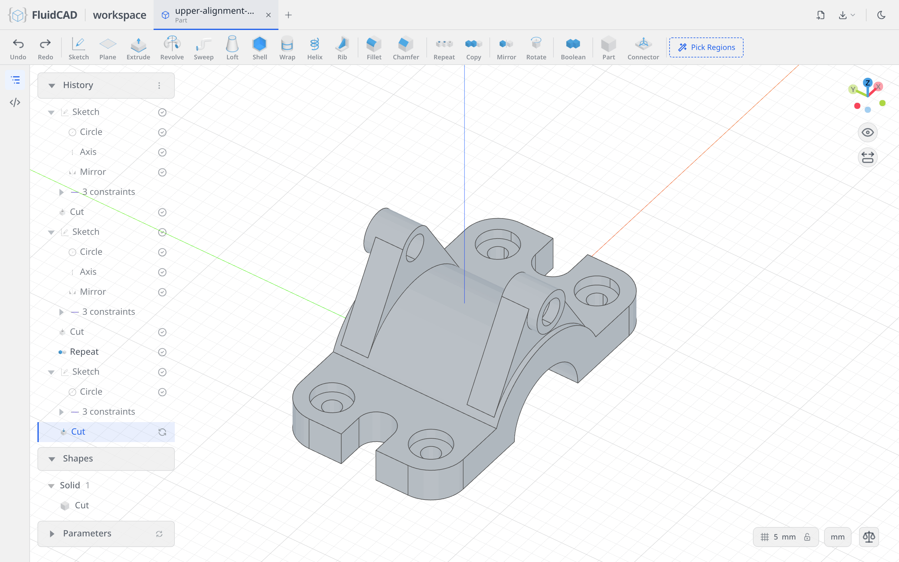 The finished upper alignment clamp