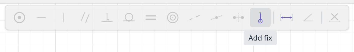 The constraint bar with one point picked and the Fix button highlighted